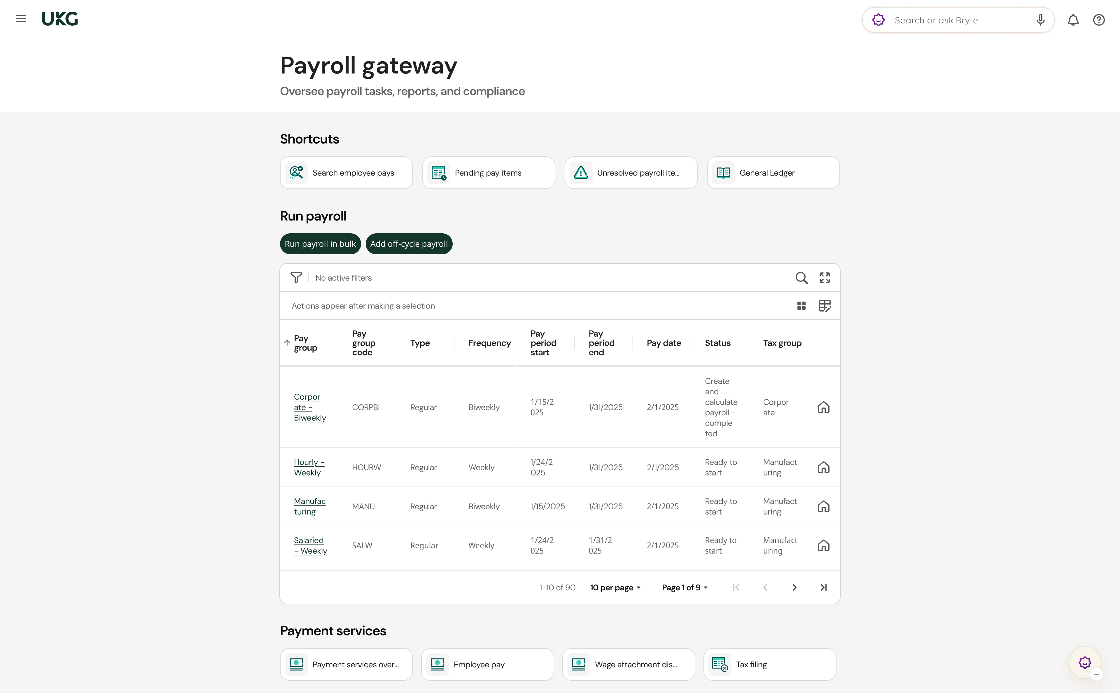 Payroll Screenshot